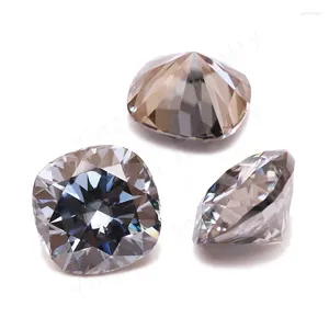Diamantes soltos moissanite pedra cinza cor de almofada de corte cortado de corte cúmulo diamante pedras gemas para mulheres anéis de jóias