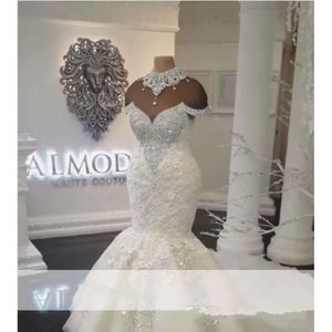 Designer Dubai Arabo Nuovi abiti da sirena 2018 Abiti da sposa in cristalli taglie taglie forti abiti da sposa personalizzati