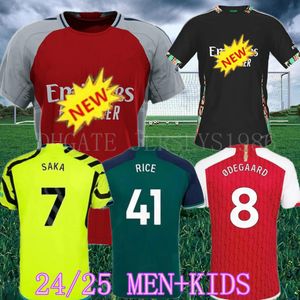 Nuove maglie da calcio Saka 2024 G. Jesus Odegaard Maglie 23 24 25 Gunners Martinelli Smith Rowe Thomas Nketiah Zinchenko Saliba Men Kids Football Shirt Mens S-4xl