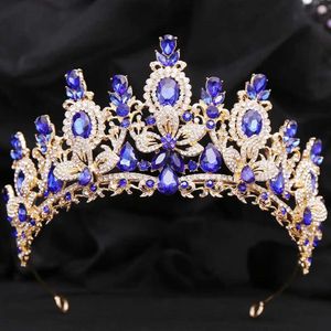 Tiaras lyxiga kvinnor grön blå rosa opal kristallblomma tiara krona bröllop parti ny elegant brud brud krona hår tillbehör