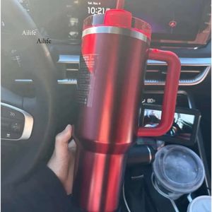 US Stock the Quencher Holiday Red H2.0 COSMO Tumbler 40 Oz Iced Cups 304 Swig Wine Mugs Valentine Day Gift Target Red Water Bottles I0430