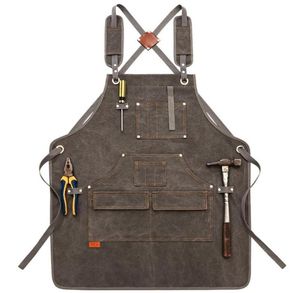 Canvas Schürze Labberkoch Küche für Frauen Männer Maler Barista Barkeeper Taschen Home Barber Cafe Restaurant Tool Schürze2980688