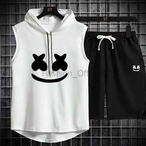 رجال المسارات 2024 الصيف رجال Scle Scle Hoodie Vest Sless Budibleming Gym Gym Pitness Shirt عالي الجودة سترة الهيب هوب بدلة D240429