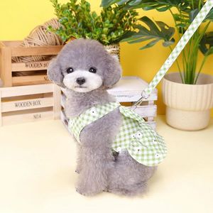 Dog Apparel Fashion Princess Dress Bow Tie Trim Puppy Clothing Portable Traction Button Lead Sets Outdoor Skirt Clothes For Doggy Pet