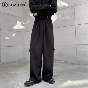 Erkekler Pantolon Luzhen Bahar Modaya Meyveler Dekorasyon Tasarım Geniş Bacak 2024 Orijinal Düz Renk Sokağı Gevşek Düz Pantolon LZ1861