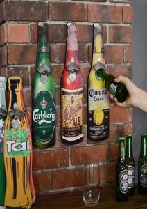 Abridores de garrafa de parede em forma de cerveja abridores de garrafa montados na parede Placas de madeira montada em madeira apanhador de boné American Erupean Vintage Style T3079735