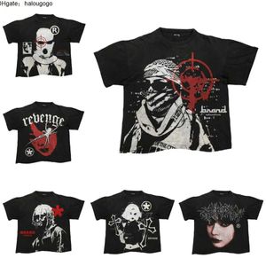 Męskie koszulki maska ​​ciemna styl wzór drukowanej T-shirt High Street Gothic Lose Lato Summer i damskie top harajuku