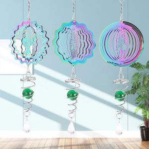 Dekorationer 3D Färggradient Vind Chime Spinner Spiral Ball Swivel Hook Tree of Life Catcher Outdoor Garden Garden Hangings Home Decoration