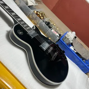 custom electric guitar black color ebony fingerboard bindingd mahogany body Tuning bridge high quality guitarra free Ship right