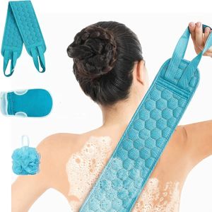 3pcs Exfoliating Bath Towel Set Exfoliating Gloves Bath Flower Back Scrubber Bath Shower Loofah Sponge Bathroom Accessories 240418