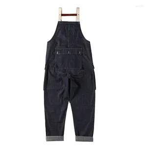 Herrbyxor röda marin Dungaree Army Vintage Style 12oz denim män övergripande passform