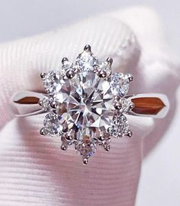 Солнечный цветочный дизайн настоящий мойассанитный кольцо размер 65 мм 1 -ct не изменяемый регулируемый 925 Серебряные лабораторные бриллианты Обручальные кольца2900940