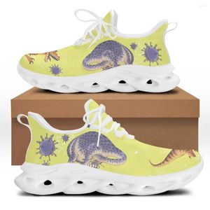 Casual Shoes YikeluoWomen's Cartoon Dinosaur Pattern Print Mesh Swing Sneakers Soft Sole Women Running Nursing Walking