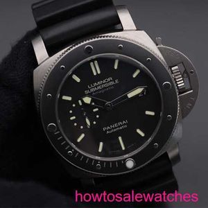 Designer Wrist Watch Panerai Submersible Series 44MM Sport Men's Black Luminous Waterproof Rubber Date Display Luxury Watch Black Ring Black Disc Tape PAM00389