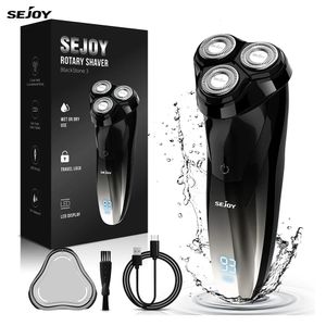 Sejoy 3D Electric Shaver for Men Wet Dry Rotary Shavers Travel IPX7 Vattentäta män med pop-up Trimmer Razor 240420