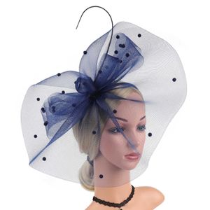 Chapéus de balde de largura chapé o chapéu chique em malha de malha girls meninas malha fascinadores chapéu de coquetel de coquetel parque de casamentos hat wedding igreja Kentucky headwear y240426