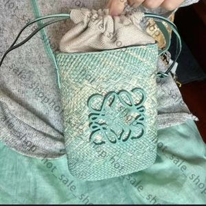 Designväska lyx varumärke fransk halmväska handvävd sommar mode lo väskor palm och ko läder fyrkantig liten väska en axel crossbody väska daglig tygväska 186