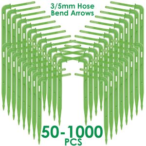 Decorations KESLA 501000PCS 1/8'' Green Drippers 3/5mm Bending Arrow Emitters Garden Potted Irrigation Watering Micro Drip System Fittings