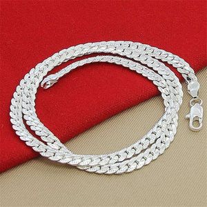 Hänge halsband i-hals silver smycken halsband 5mm hela sidhalsband koppar pläterad med silverplätering