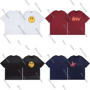 2024 DrawDrew Designer camiseta camiseta verão de luxo de luxo desenhe smiley rosto letra gráfica gráfica solta algodão casual tendência de manga curta Sorrindo Harajuku Tees 588