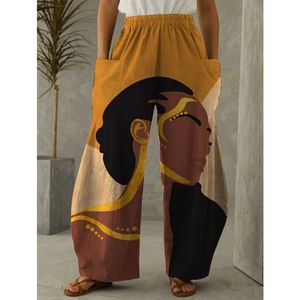 Spodnie damskie Capris Summer African Face Pants Kobiety retro strt duże spodnie Y2K Ubrania wszechstronne spodnie osobowość żeńska odzież Y240429