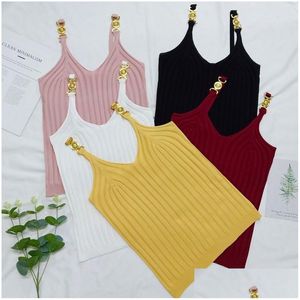 Camisoles Tanks Ny stil Kvinnor Vest Metal Decorative Lady Clothing Tyg Bekväm tät MTI-färg Hög kvalitet i Stock Drop Del Otpjc