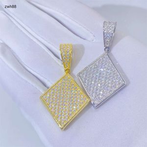 Certificato Gravietto geometrico hip hop diamond 925 sterling argento vvs cramello di moissanite gioielli pendantdesigner gioielli