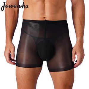 MUITAS MENS Mens Sexy Crotchless Boxer Briefs Transe-throught Strexhy Panties Sissy Lingerie exótica aberta