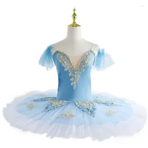 Scenkläder 2024 Tutu Ballet Blue Swan Lake Ballerina Pancake Girl Women Adult Child Dress Kids Dance Costumes