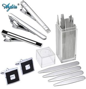 Ayliss 1 Set Set из нержавеющей стали манжеты Linktie Clip Metal воротник остается вставками рубашки подарок для бизнеса BF отца Pince Cravate4050007