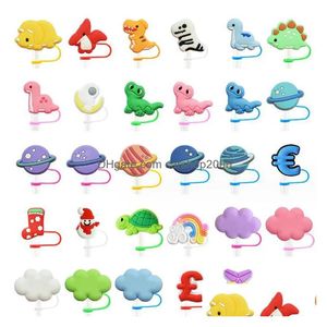 Bere cannucce di caramelle Colori cartoni animati Animal Sts Toppers er Dinosaur Drink Drink Decoration Charms Accessori Regali consegne di goccia Casa Dhszg