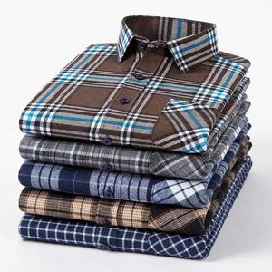 Camisas casuais masculinas camisas xadrez para homens flanela de algodão inverno slve botão de tamanho grande vestido de negócios camisa inteligente