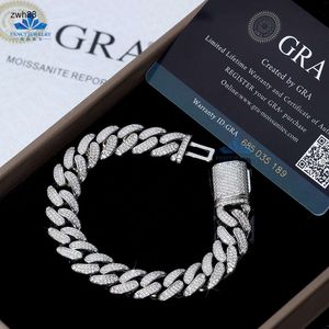 Fina smycken Armband 8mm Round Sharp Design Hip Hop Jewelry 925 Silver D-VVS1 Moissanite Diamond Miami Cuban Chain ArmeletDesigner Jewelry