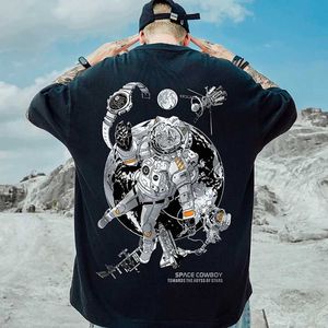 Мужские футболки Astro Planet Mens Super Big Fit Fit Fit y2k Аниме хип-хоп уличная одежда Топ Футболка с коротким рукавом летняя ретро-хлопковая футболка 8xll2403