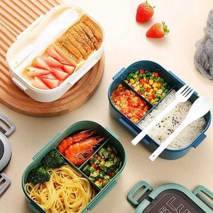 Bento Boxes 1200 мл 2 слоя Bento Lunch Box с Spoon Fork Kid Microwae Microwae Microwae Pood Contains