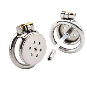 Stainless steel short Chastity cage urethral sound metal penis lock ring stretcher BDSM bondage sadism restraint sex toy for man 240423