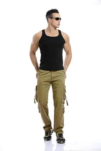 Erkek pantolon askeri taktik erkekler çok cepli yıkanmış tulumlar gevşek pamuklu erkek kargo pantolon için 28-42