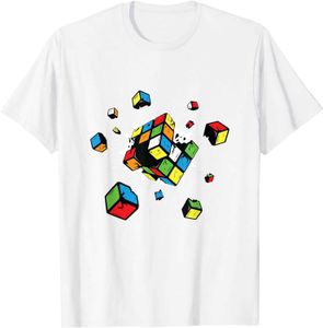 Herr t-shirts exploderande Rubix Rubiks Rubics Cube Present gåva för barn T-shirt unisex casual tops Summer Leisure Loose T Boy Girl Gift T240510