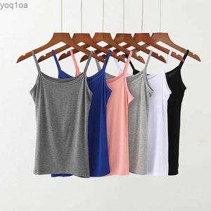 Tanques femininos Camis 2024 Summer Womens Top Top Algodão Básico Camis Camis Casual Solid Branco Pink Blue Tank Tampa grande Camisa grande Topl2404