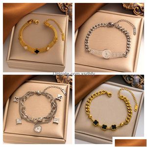 Braccialetti di fascino Simple Designer 4/4 FOUR CLOVER GIOVILI Gold Bangle in oro per Women Chain Elegant Jewellery Gift No Box Droplese Dhruw Dhruw