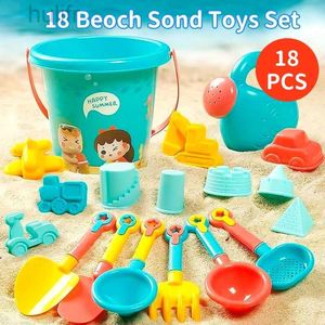 Sand Play Water Fun 18st Sand Toys Set For Kid Summer Sand Plastic Bucket Shovels Beach Water Seaside Game Toy for Children Water Play Tool D240429