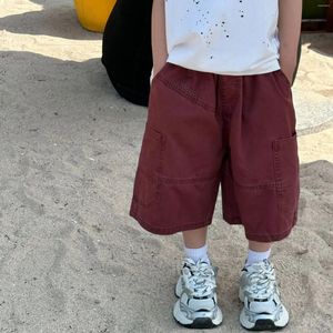 Hose 2024 Sommer Korean Edition Jungen mit soliden viel viel vielseitigen Arbeitskleidung Casual Shorts Childrens Mode und minimalistische Hosen