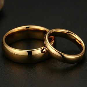 Bröllopsringar Fashion Simple Gold Plated Glossy Ring Classic Par Banquet utsökta smycken