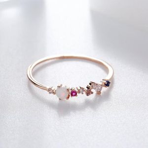 High Quality Opal Stone Colorful Cubic Zircon Ring for Women Rose Gold Color Unique Design6064030