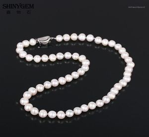 Shinygem Naturalny 79 mm freashwater Pearl Chocker w pobliżu okrągłych białych perłowych naszyjniki