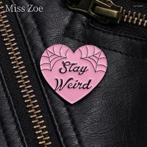 Brooches Stay Weird Enamel Pins Cute Pink Love Heart Bandage Patch Decoration Backpack Clothes Accessories Lapel Badges Jewelry