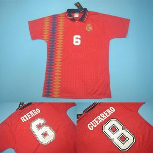 Spanien 1994 Home Retro Soccer Jersey Cuerrero Hierri Högkvalitativ klassiker Fotbollströja 304V