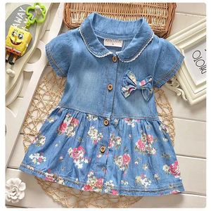 Ienens Kids Baby Girls Cute Dress Clotes Infant幼児の女の子コットン子供を着るデニム服スカートドレス1 2 3年240428