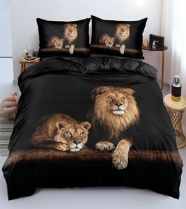 Bedding sets Black Lion Duvet Cover Bed Sheet Pillow ThreePiece Bedding Set 2210104427244