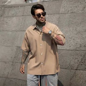 Men's Polos Mens New Summer Business Shirt Fashion Flip Collar Mature Retro Short Sleeved Shirtl2405